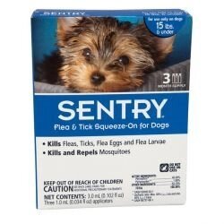 Sentry (Сентрі) краплі від бліх, кліщів і комарів для собак вагою до 7 кг, 3 піпетки в упаковці