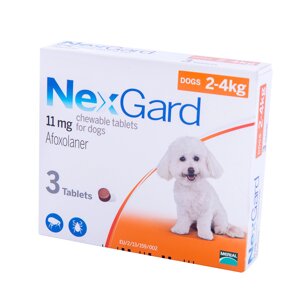 Нексгард Merial NexGard для собак S 2-4кг 3 таблетки
