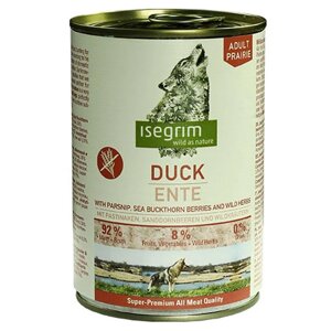 Вологий корм для дорослих собак Isegrim Adult Duck with Parsnip, Sea Buckthorn, Wild Herbs качка