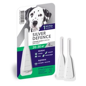 Краплі на холку від бліх, кліщів і комарів Silver Defence для собак вагою 20-30кг