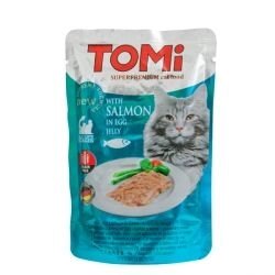 TOMi SALMON in egg jelly ТОМИ ЛОСОСЬ У яєчному ЖЕЛЕ суперпреміум вологий корм, консерви для кішок, павукові 100г