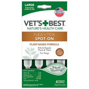 VET`S BEST Flea & Tick Drops Large 4 Тубі для собак вагою від 18кг