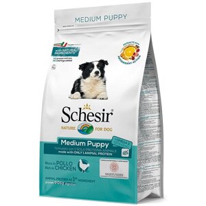 Schesir Dog Medium Puppy Шезір сухий монопротеіновий корм для цуценят середніх порід курка