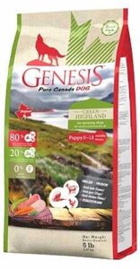Genesis Pure Canada Green Highland беззерновий корм з свіжою куркою, козою та ягням для цуценят усіх порід до 1року