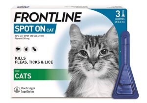 Frontline (Frontline) крапель на вікерах для котів, 3 піпетки