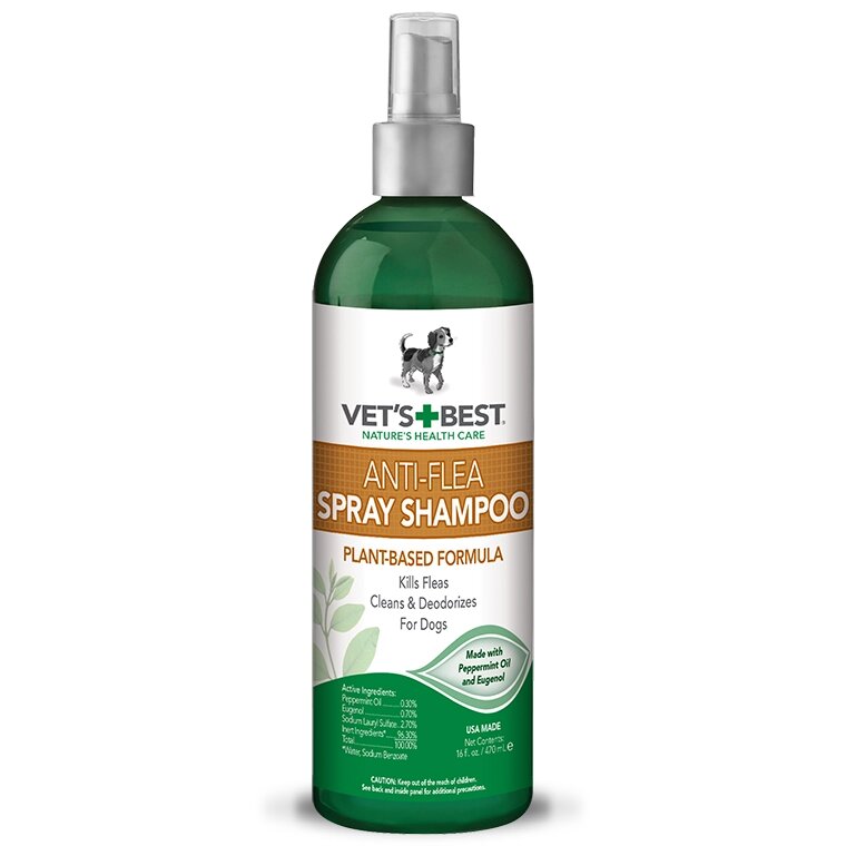 VET`S BEST Natural Anti-Flea Spray-Shampoo Шампунь-спрей від бліх і кліщів 470мл - роздріб