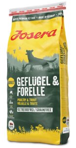 Сухий беззерновой корм для для активних собак Josera Geflugel & Forelle курка з фореллю