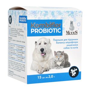 Kombiflor Probiotic порошок для підтримки балансу мікрофлори кишечника собак та котів 15x2г