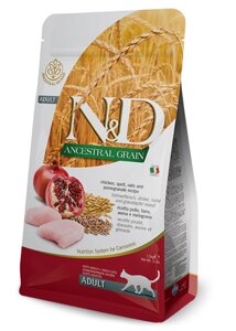 Farmina N & D Low Grain Cat Chicken & Pomegranate Adult низкозерновий корм для дорослих котів, курка та гранат