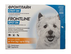 Фронтлайн спот-он (Frontline Spot-on) капли на холку для собак 2-10 кг S, 3 пипетки