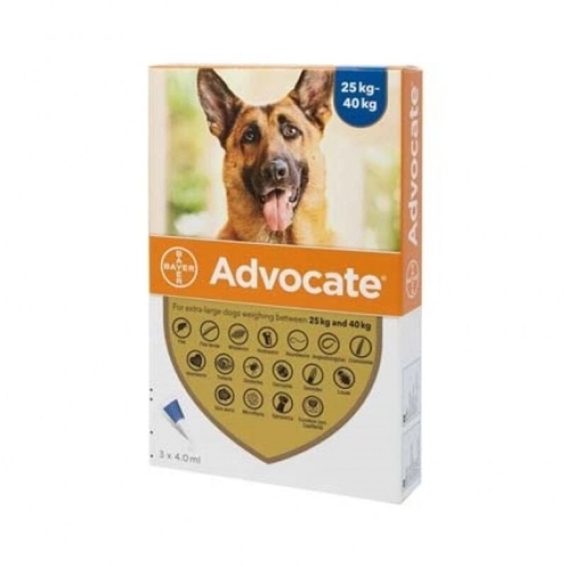 Advocate (Адвокат) краплі для собак вагою від 25 до 40 кг, 1 піпетка. - вартість