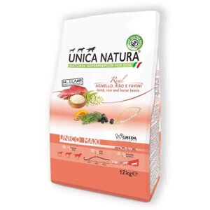 Сухий корм Unica Natura Unico Maxi для собак великих порід (ягня, рис та боби) 12кг