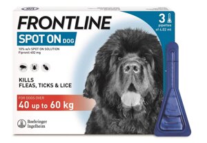 Фронтлайн спот-он (Frontline Spot-on) капли на холку для собак 40-60 кг XL, 3 пипетки