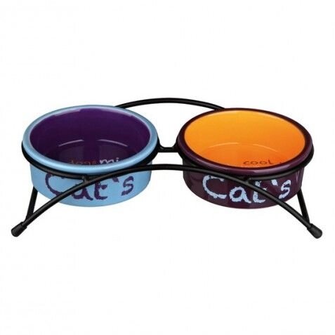 Підставка з яскравими керамічними мисками Eat on Feet Trixie, для котів, 0,3л / 12см від компанії MY PET - фото 1