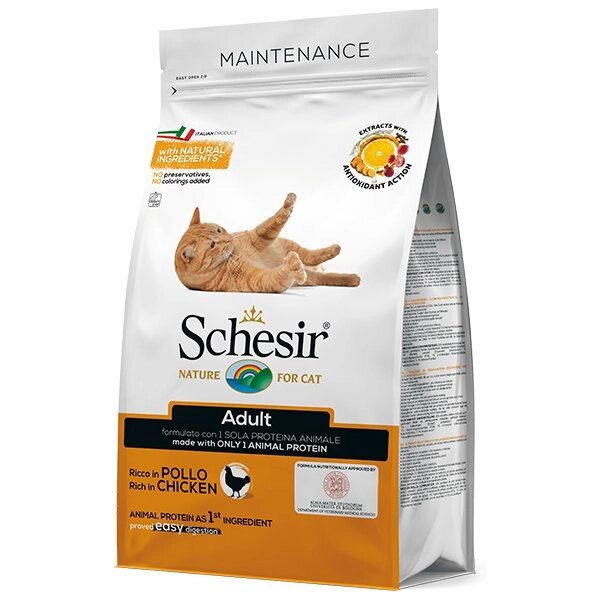 Schesir Cat Adult Chicken Шезір сухий монопротеіновий корм для котів курка 1,5 від компанії MY PET - фото 1