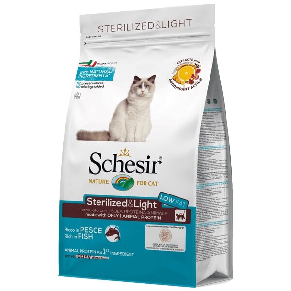 Schesir Cat Sterilized & Light ЛАЙТ РИБА сухий монопротеіновий корм для стерилізованих і схильних до повноти 10 від компанії MY PET - фото 1