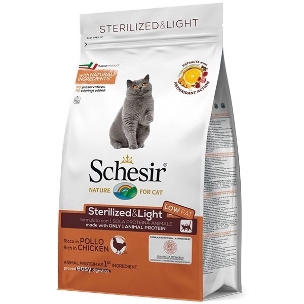 Schesir Cat Sterilized & Light Шезір сухий монопротеіновий корм для стерилізованих кішок і кастрованих котов1,5 від компанії MY PET - фото 1
