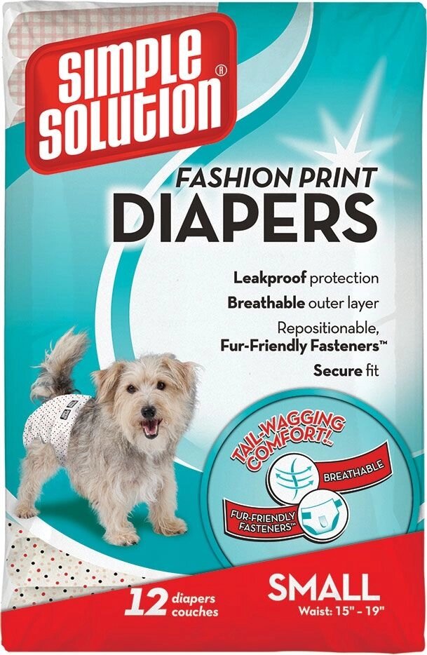 Simple Solution FashionDisposableDiapersSmall гігієнічні підгузники для тварин з візерунком 12шт. від компанії MY PET - фото 1