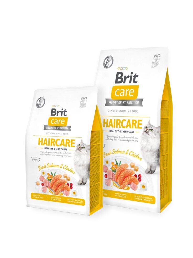 Сухий беззерновой корм Brit Care Cat GF Haircare Healthy & Shiny Coat 7 від компанії MY PET - фото 1