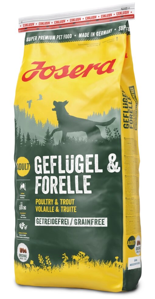 Сухий беззерновой корм для для активних собак Josera Geflugel & Forelle курка з фореллю 15кг від компанії MY PET - фото 1