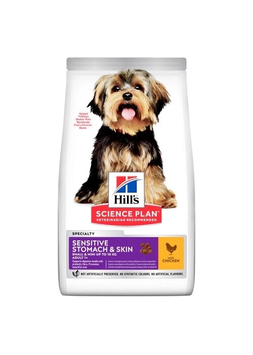 Сухий корм Hills SP Canine Adult Small& Mini Sensitive Stomach & Skin для собак дрібних порід  з чуттевим травленням 1,5 від компанії MY PET - фото 1