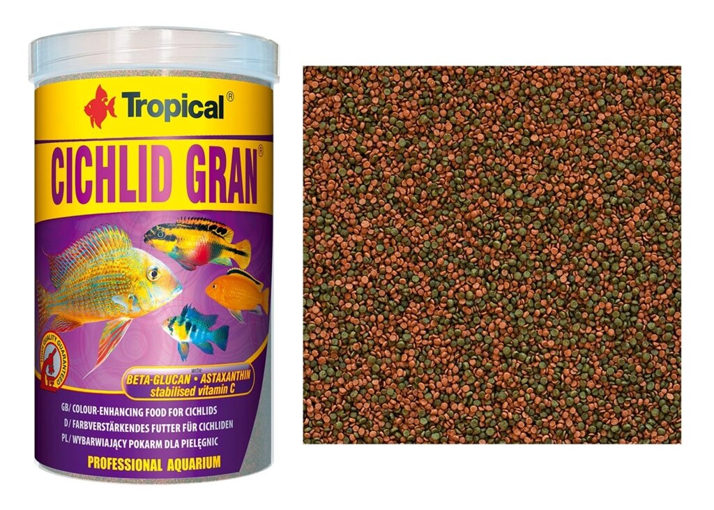 Tropical Cichlid Gran 1L / 550g гранул. корм для цихлид, підсил. кольору від компанії MY PET - фото 1