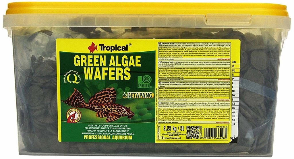 Tropical Green algae wafers 5L / 2,25kg корм для анціструсов, птерігопліхт від компанії MY PET - фото 1