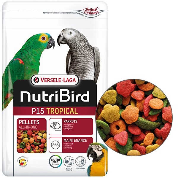 Versele-Laga NutriBird P15 Tropical Верселя-лага НУТРІБЕРД ТРОПІКАЛ ГОРІХИ І ФРУКТИ корм для великих папуг від компанії MY PET - фото 1