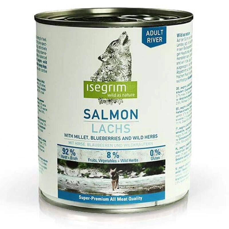 Вологий корм для дорослих собак Isegrim Adult Salmon with Millet, Blueberries, Wild Herbs Лосось від компанії MY PET - фото 1