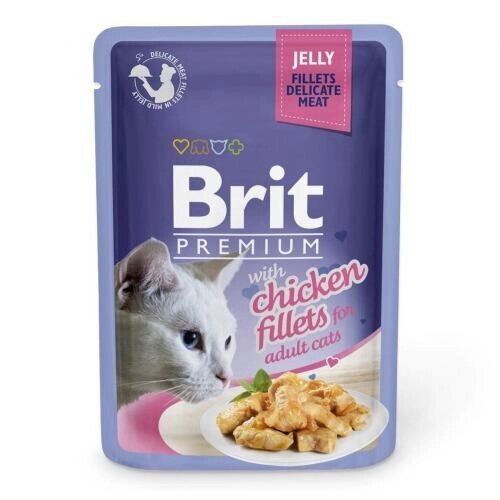 Вологий корм для кішок Brit Premium Cat Fillets Jelly pouch 85 г желе яловичина від компанії MY PET - фото 1