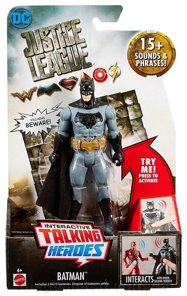 Бетмен говорящий На Зорі Справедливості (DC Justice League Talking Heroes Batman Figure), 15см, Mattel від компанії MEGASNASTI - фото 1