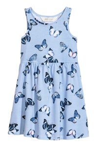 Дитячий сарафан сукня H&M (блакитні метелики) Sleeveless jersey dress 4-6 років