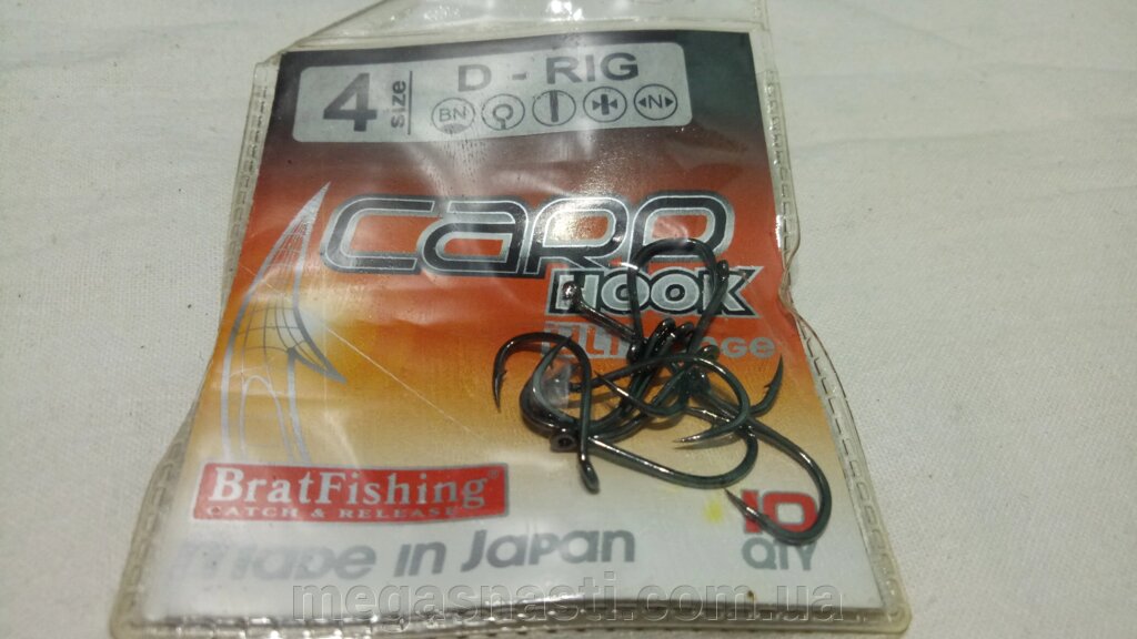 Гачок одинарний Bratfishing D-Rig №4 Color BN (10шт) від компанії MEGASNASTI - фото 1