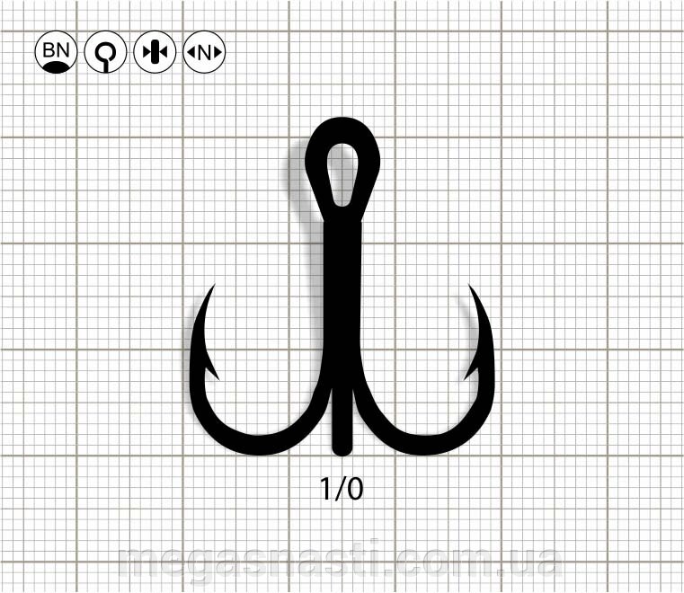 Гачок Потрійний Bratfishing Y-SYMETRIC EAGLE ROUND BEND №1/0 BN (1шт) від компанії MEGASNASTI - фото 1