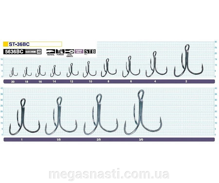 Гачок потрійний Owner ST-36BC №2 / 0 (1шт) від компанії MEGASNASTI - фото 1