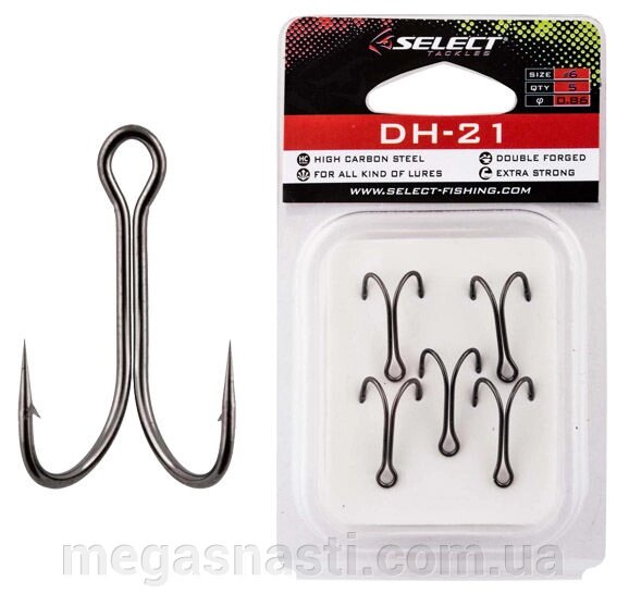 Крючок подвійний Select DH-21 №1 (4шт) від компанії MEGASNASTI - фото 1