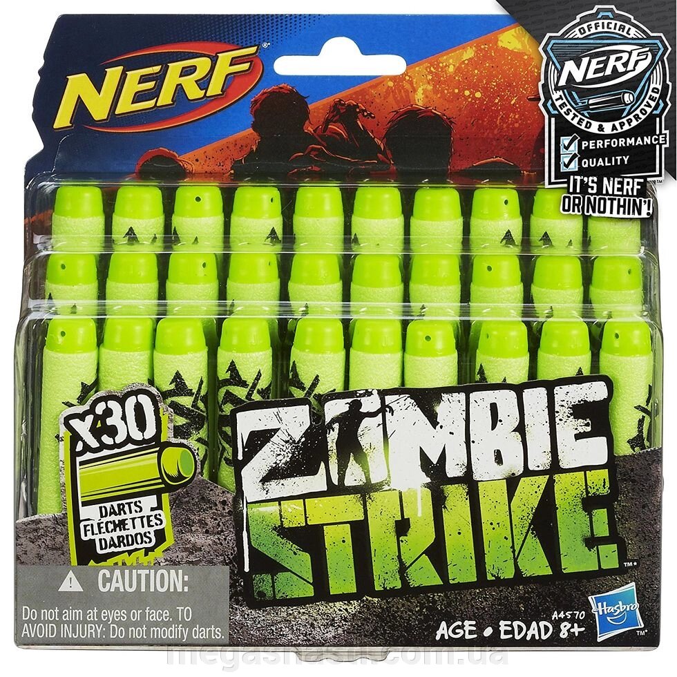 Nerf набір патронів Зомбі страйк (Official Nerf Zombie Strike 30-Dart Refill Pack) 30штук, Hasbro від компанії MEGASNASTI - фото 1