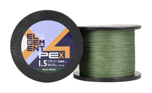 Шнур Zeox Element PE X4 Moss Green 1000м #0.6/0.128мм 6.2кг