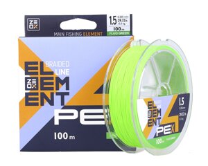 Шнур Zeox Element PE X4 Moss Fluo Green 100м #2.5/0.256мм 17.2кг