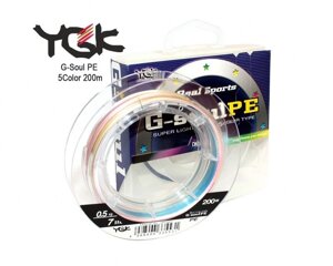 Шнур YGK G-Soul PE 5Color 200m # 0.5 / 7lb (3.5kg)