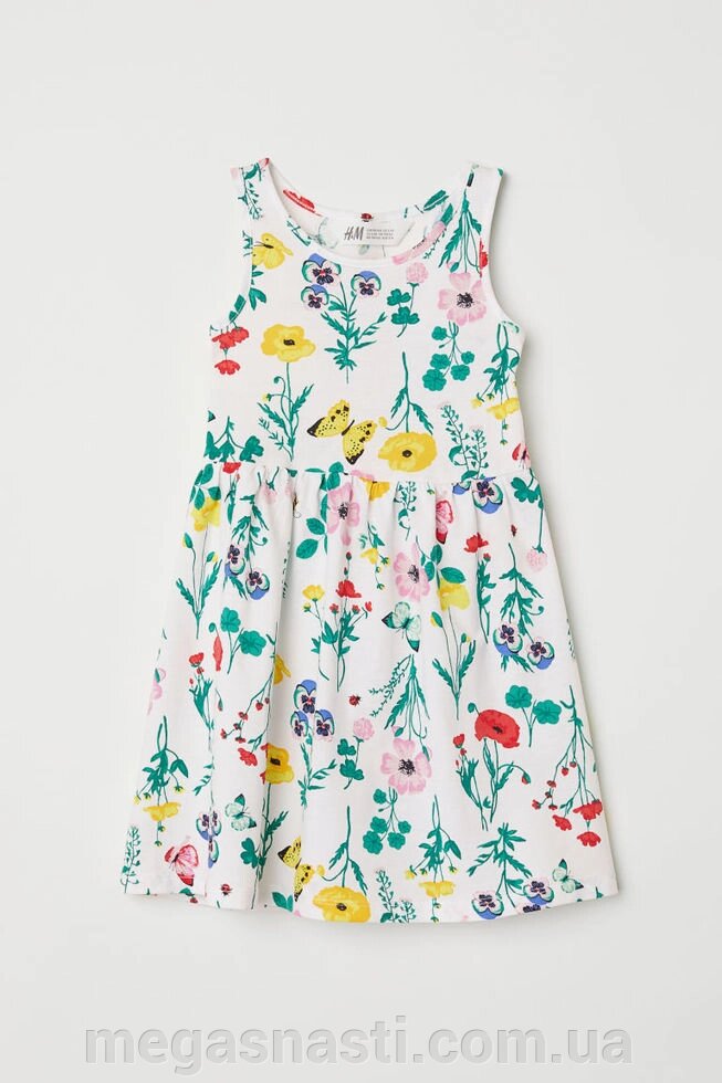 Дитячий сарафан сукня  H&amp;M (квіти и бабочки) Sleeveless jersey dress 4-6 лет - фото