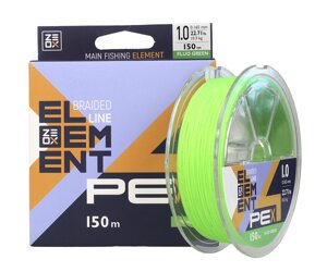 Шнур Zeox Element PE X4 Moss Fluo Green 150м #0.8/0.148мм 7.6кг