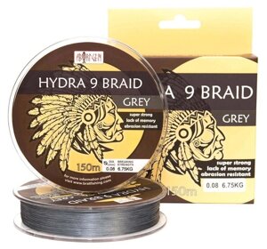 Шнур BratFishing Aborigen Hydra 9 Braid Grey 150м 0,20 мм