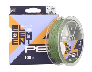 Шнур Zeox Element PE X4 Moss Green 100м #0.8/0.148мм 7.6кг