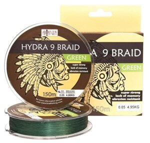 Шнур BratFishing Aborigen Hydra 9 Braid Green 150м 0,18 мм