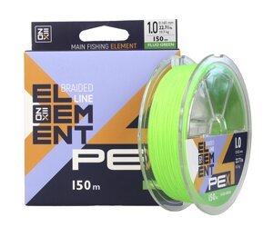 Шнур Zeox Element PE X4 Moss Fluo Green 150м #1.2/0.185мм 12.1кг