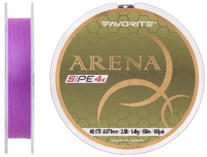 Шнур Favorite Arena PE 4x 150м # 0.175 / 0.071мм 3.5lb / 1.4кг (пурпурний)