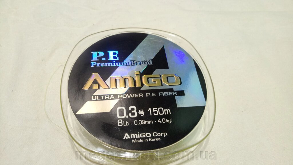 Шнур Amigo P. E. Premium Braided Line #0.3 (0.09мм) 150м (4кг) Yellow від компанії MEGASNASTI - фото 1