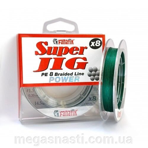 Шнур Fanatik Super Jig PE X8 Green 100м # 1.5 / 0.20мм 14.5кг від компанії MEGASNASTI - фото 1