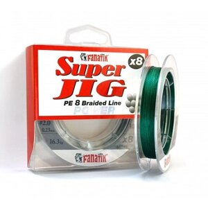Шнур Fanatik Super Jig PE X8 Green 100м # 2.0 / 0.23мм 16.3кг